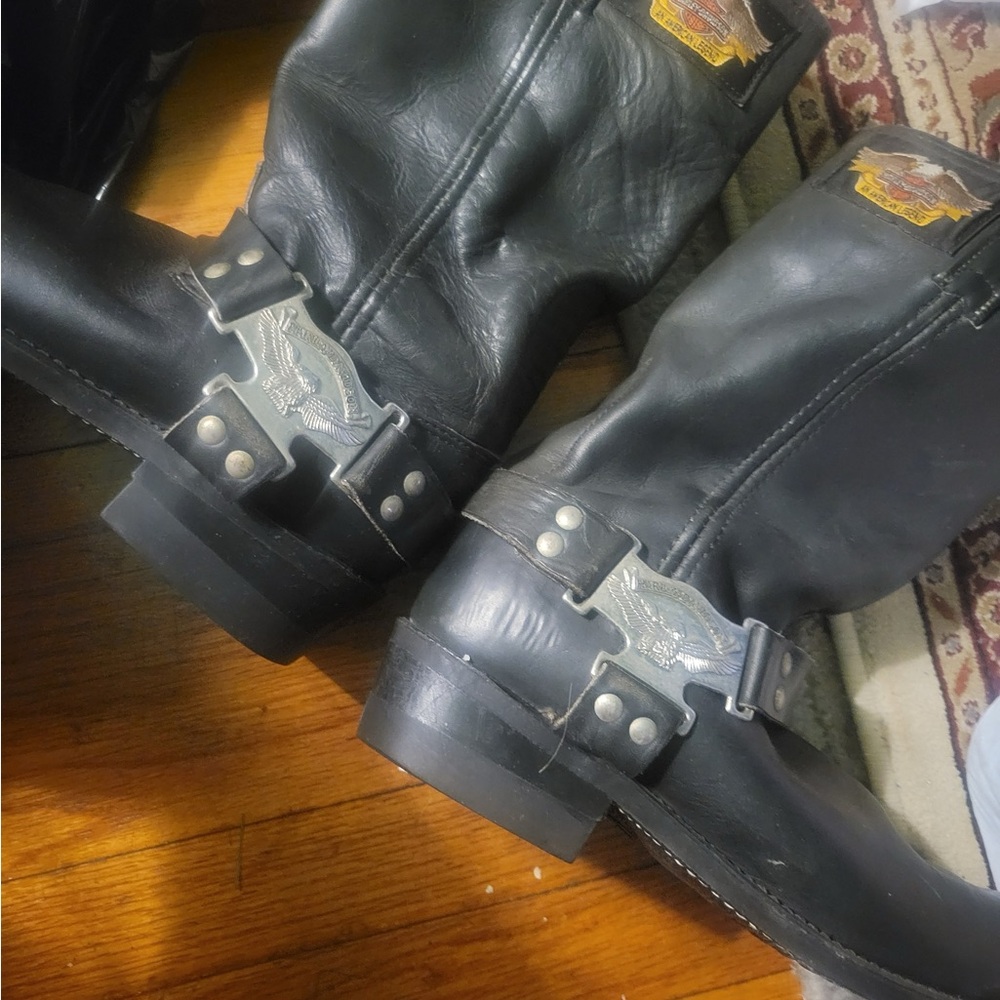 Black Leather Harley Davidson Motorcycle Boots